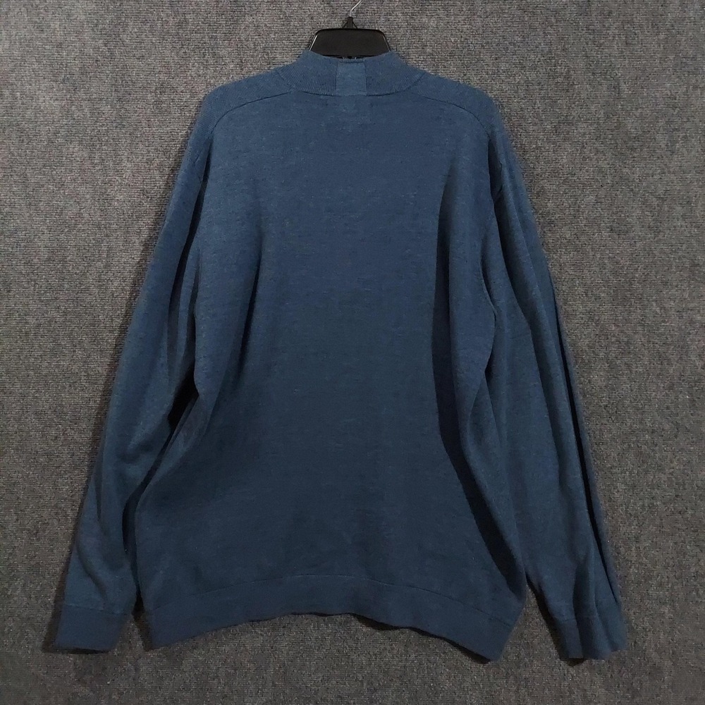 Buttercloth Sweater Mens XL Blue Cotton Acrylic 1/4 Zip Mock Neck Knit Pullover - Picture 2 of 11